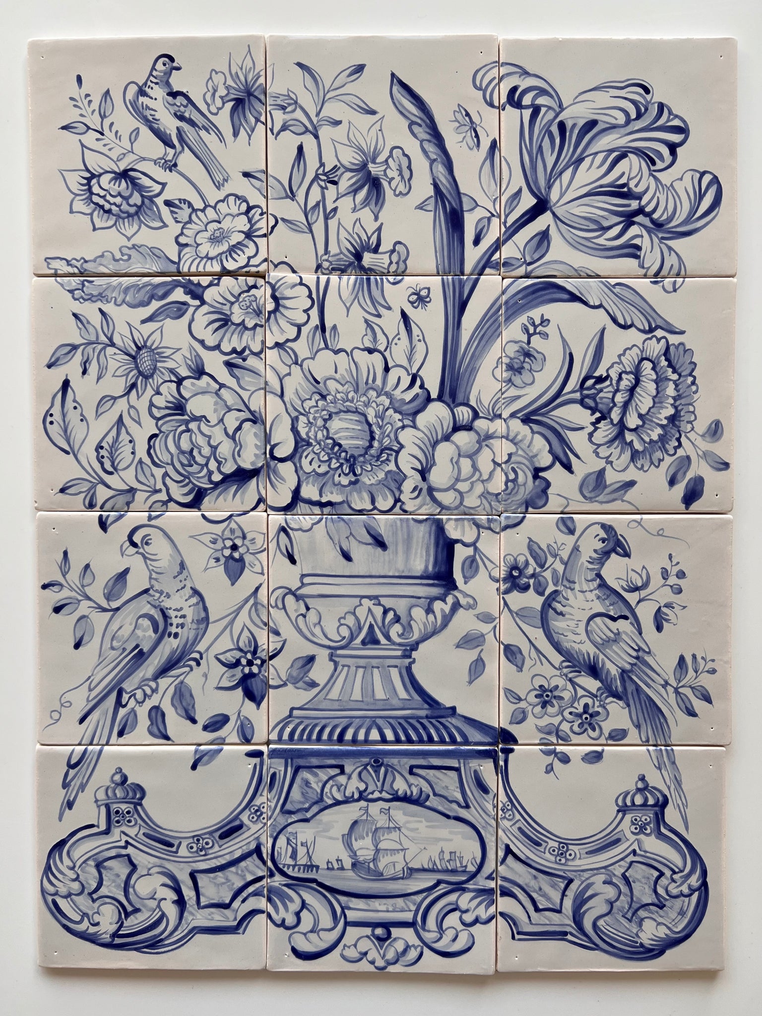 KV Tiles, "Cobalt Floral Mural"