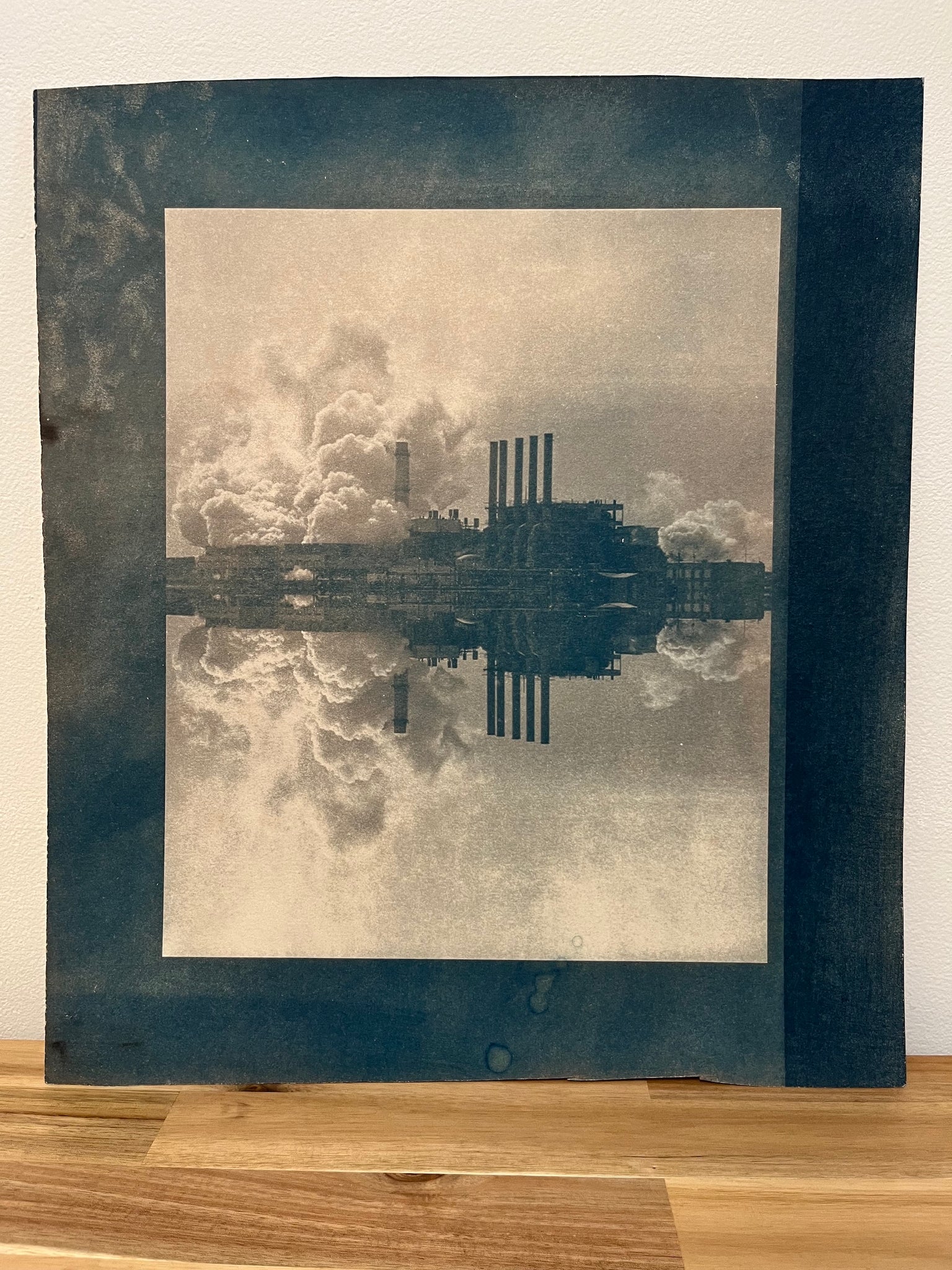 Jo Andres, "Smokestacks with Clouds Mirrored 2"