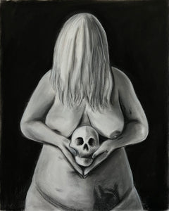 Amanda Barker, "Self Portrait with Skull (after Marina Abramović)"