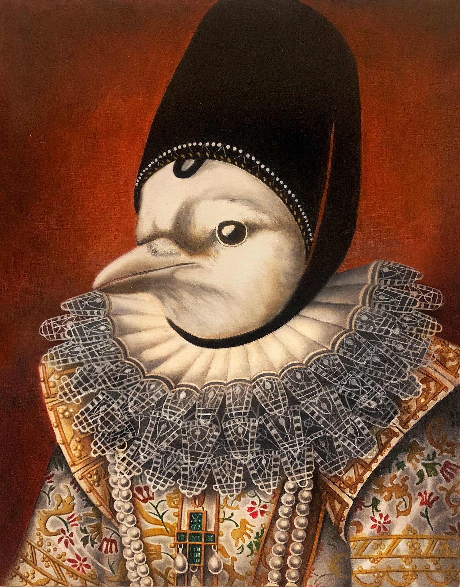 Amy Hill, "Bird with Pearl Necklace"