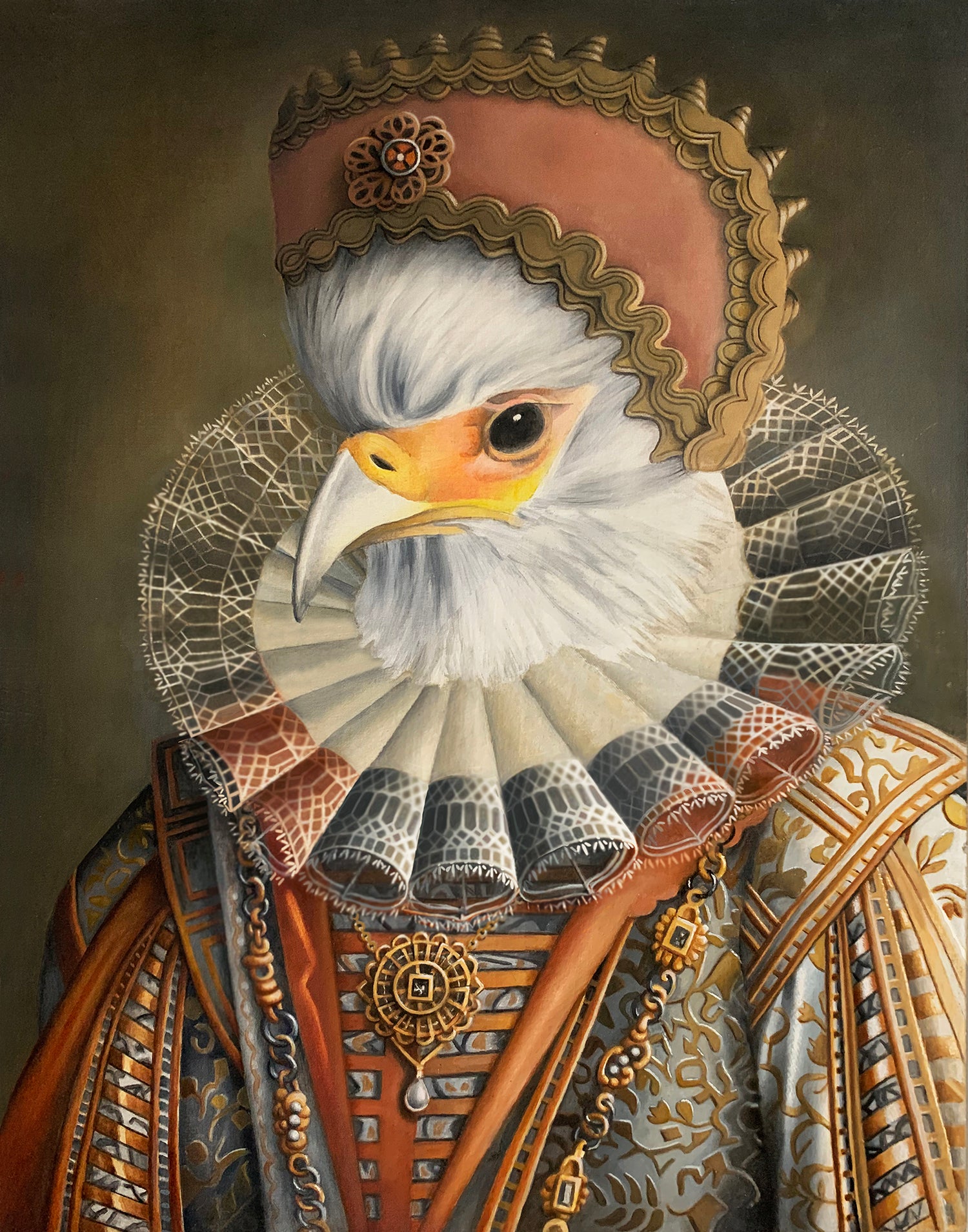 Amy Hill, "Bird with Gold Rimmed Hat"