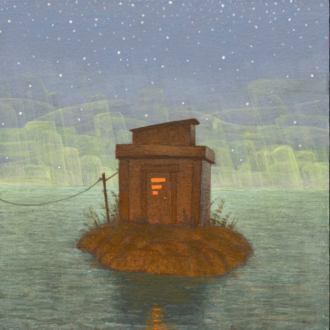 Steve Paddack, "Personal Island with Northern Lights" SOLD