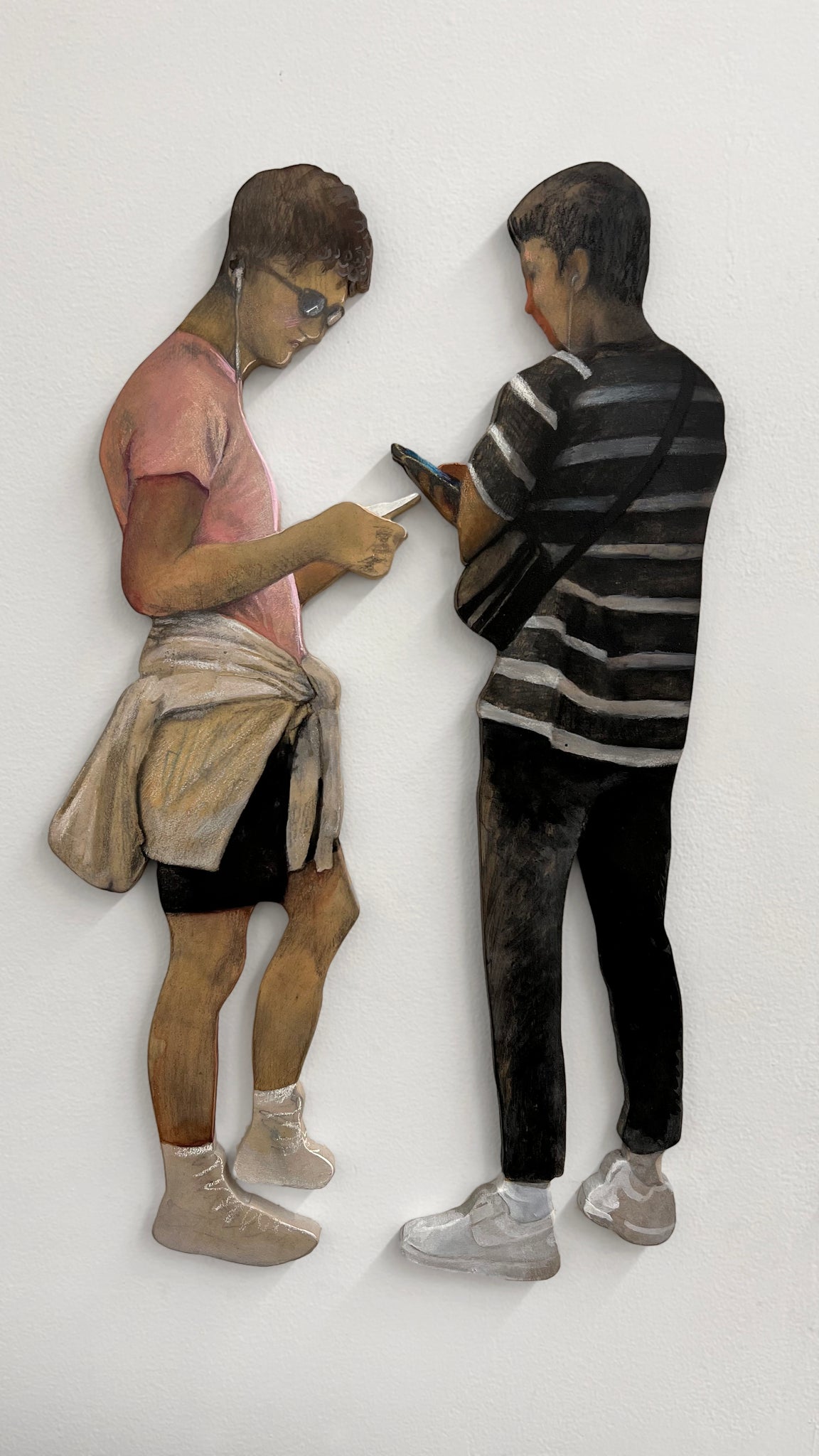 Claudia Bitrán, "White Shoes (Pink Shirt), White Shoes (Striped Shirt)"