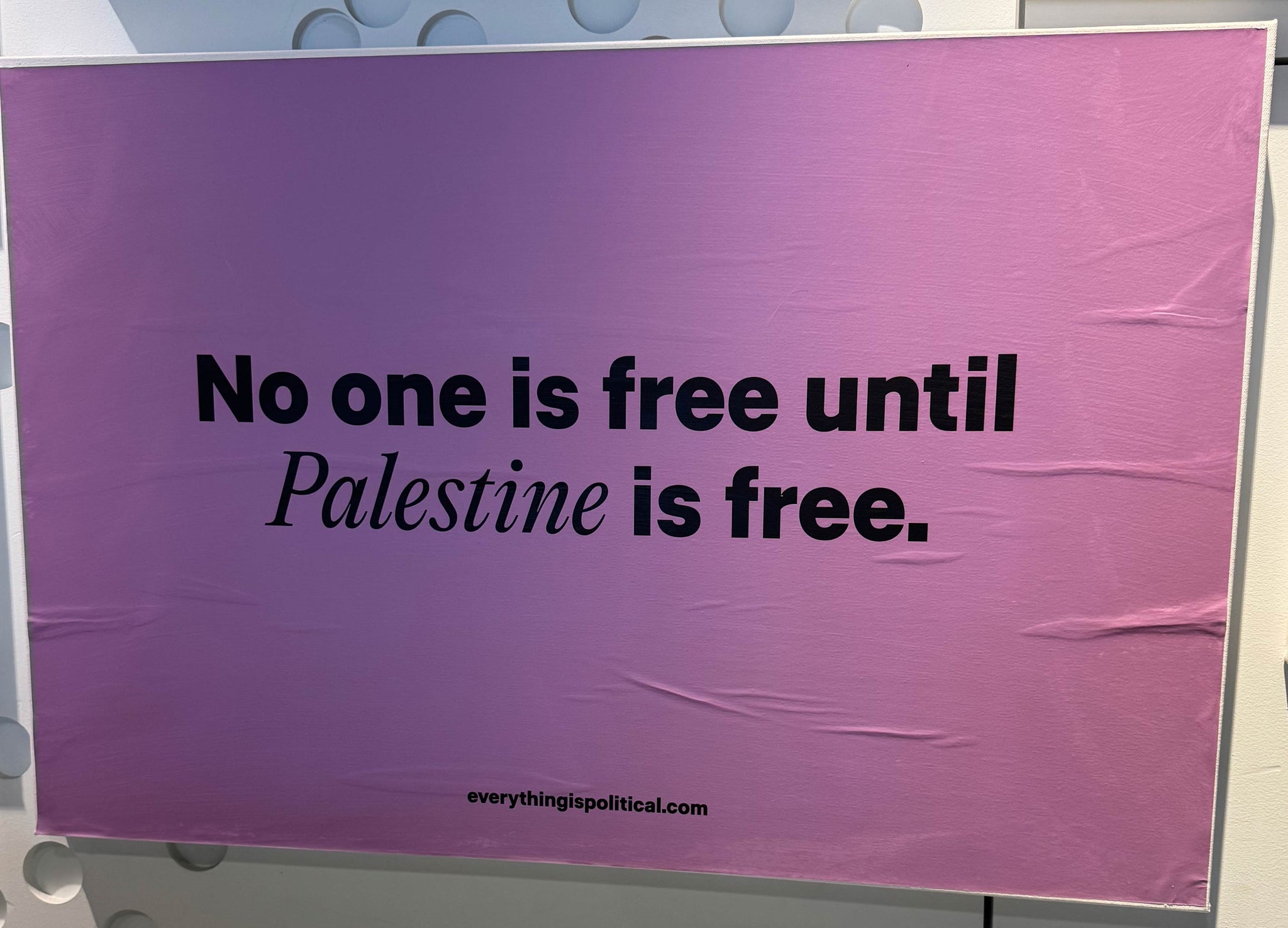 Slow Factory, "No one is free until Palestine is free"