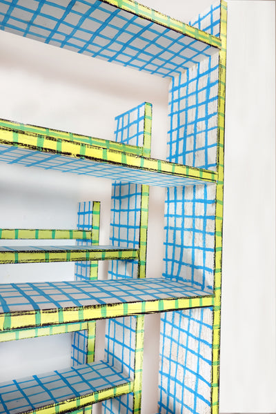 Eliot Greenwald, "Shelf Drawing (Graph Paper with Highlighter)"