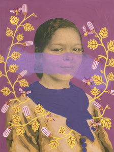 Daisy Patton, "Untitled (Purple Woman with Yellow Vine and Bees)"