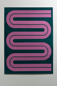 Elspeth Schulze, "Meander Line (Lilac + Emerald)"