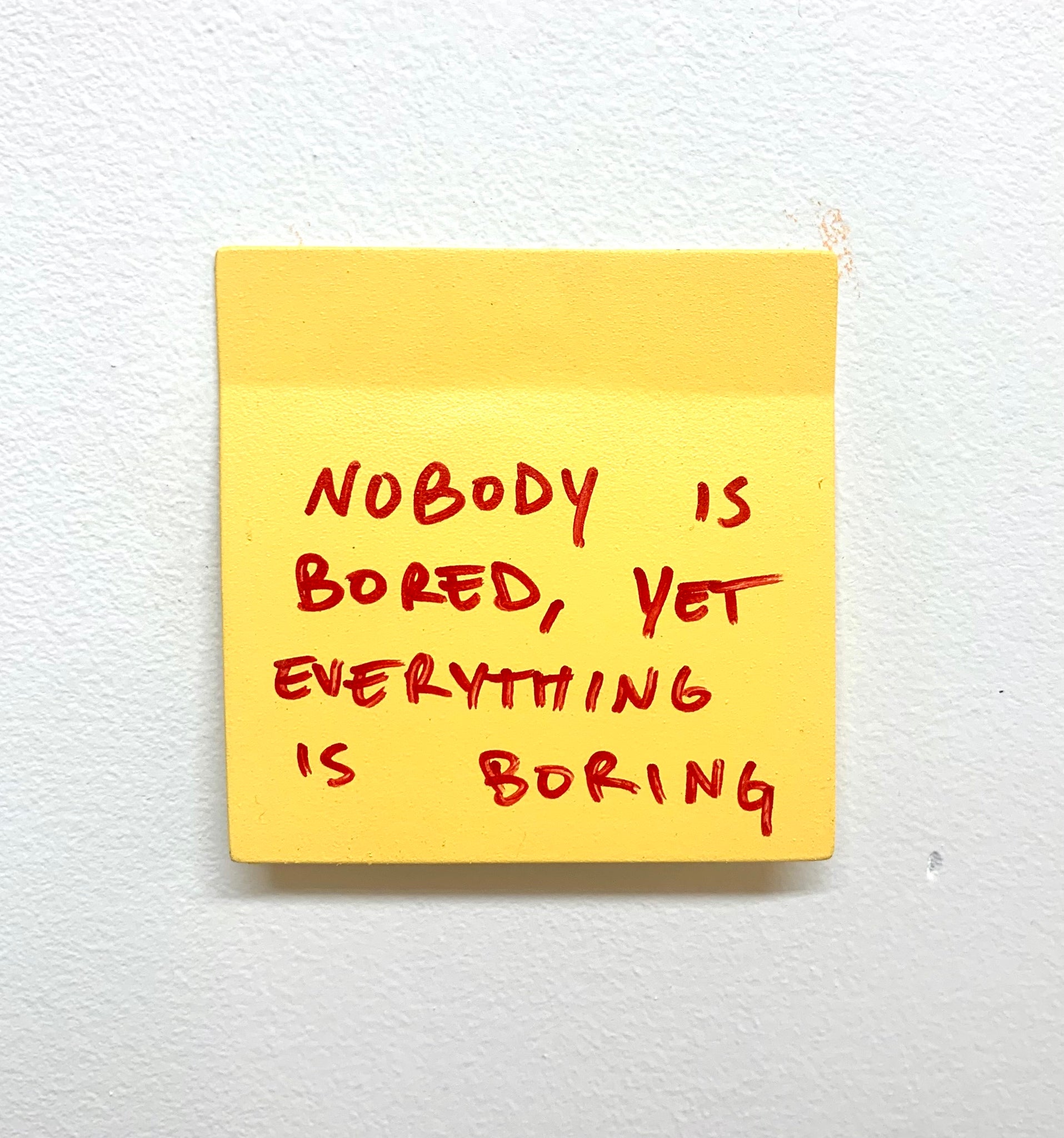 Stuart Lantry, "Nobody is bored, yet everything is boring"