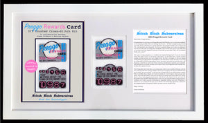Katrina Majkut, "Preggo Card DIY Cross Stitch Kit" (Framed Artist Print & Hand-Stitched Sampler)