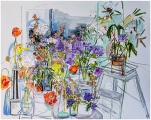 Tracy Morgan, "Untitled (Flowers in vases near window)"