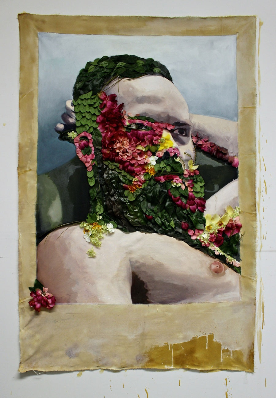 Evan Paul English, "Self-Portrait in Oil and Flower Petals"