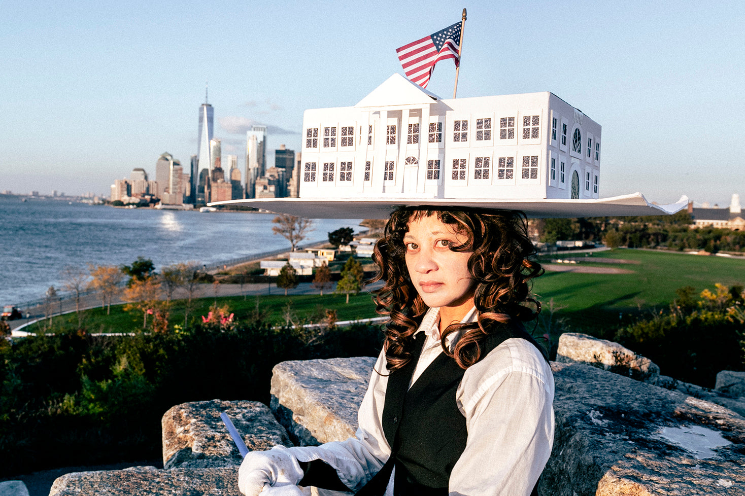 Jodie Lyn-Kee Chow, "House Head Portrait on Governors Island at the Golden Hour"