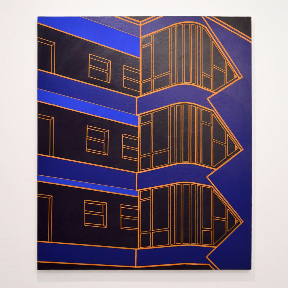 Heath West, "Laubenganghaus (Dark Blue)"