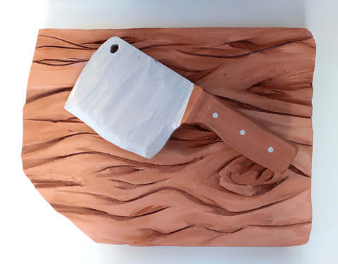 Taylor Lee Nicholson, "Butcher Block with Knife"