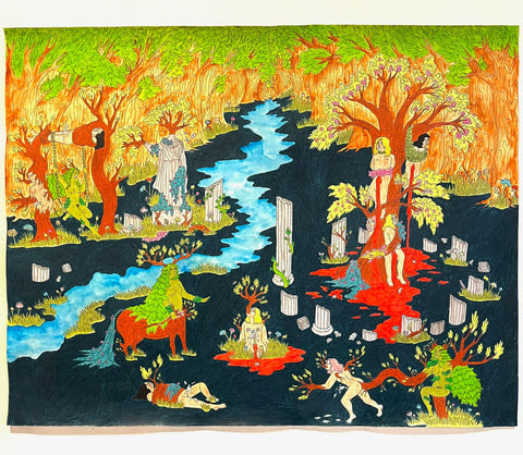 Anwar Mahdi, "Trespassing in a Sacred Forest, Dryads Prepare Sacrifice" SOLD