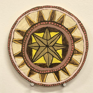 Kirstin Lamb, "Hex Sign (Yellow Pink Star)"